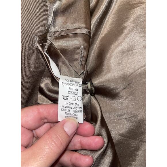 Chaps 42S Taupe Blazer Jacket Sport Suit Coat 100% Wool All Season - Picture 3 of 8